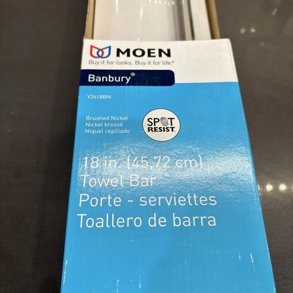 NIB MOEN Banbury 18 in. Towel Bar Spot Resist Brushed Nickel Y2618BN Sealed